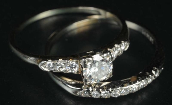 ANTIQUE JEWELRY 18K W.GOLD ENGAGEMENT RING SET.   