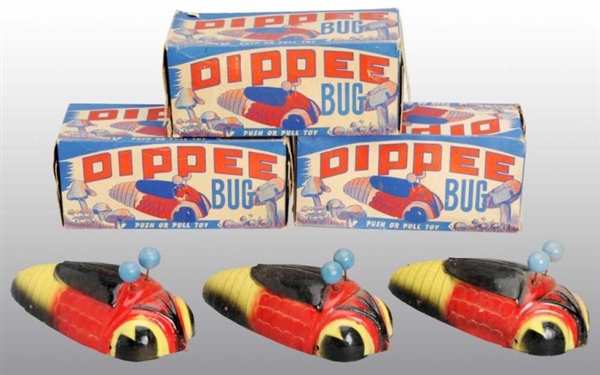 LOT OF 3: DIPPEE BUG PULL TOYS.                   
