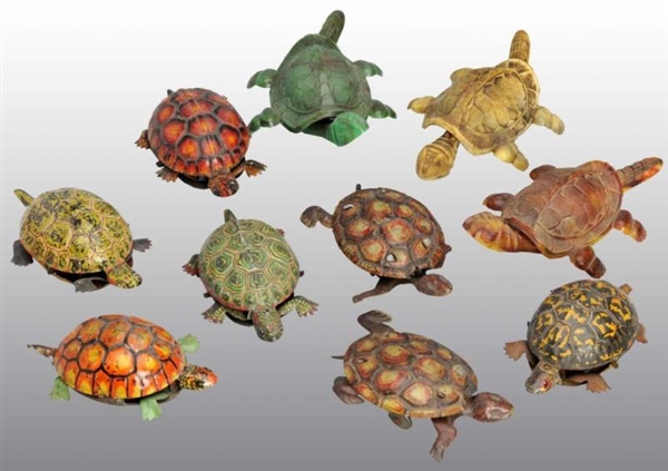 LOT OF 10: TURTLE TOYS.                           