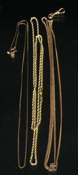 LOT OF 3: ANTIQUE JEWELRY 14K Y.GOLD CHAINS.      
