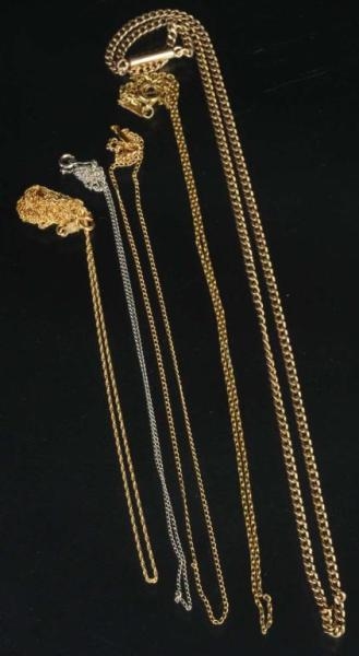 LOT OF 7: ANTIQUE JEWELRY Y.GOLD CHAINS.          