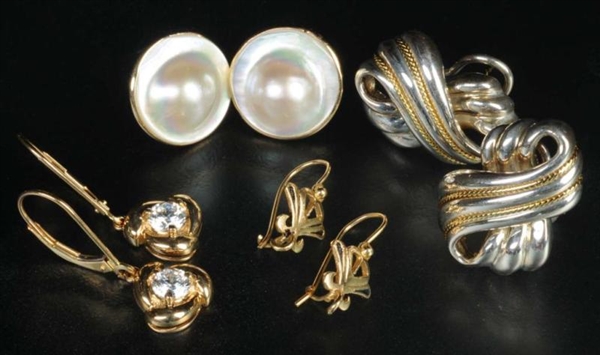 LOT OF 4: ANTIQUE JEWELRY EARRING PAIRS.          