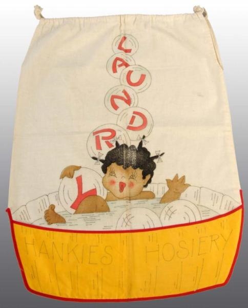 LAUNDRY BAG WITH GIRL IN TUB.                     