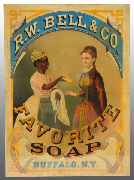 TIN R.W. BELL & COMPANY SOAP SIGN.                