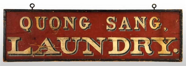 WOODEN QUONG SANG LAUNDRY SIGN.                   