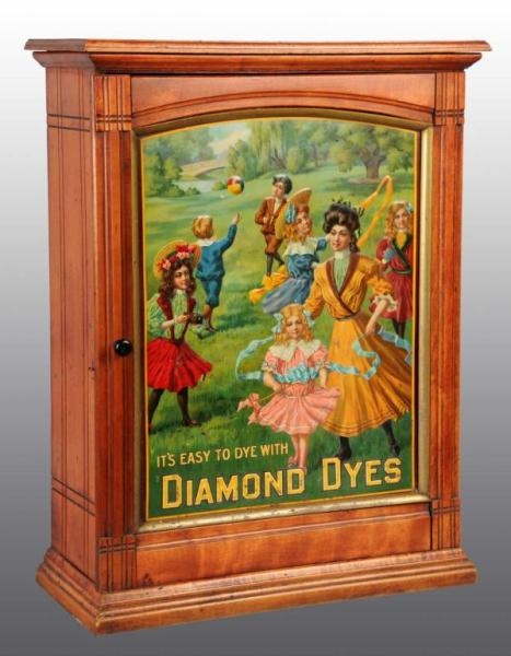 DIAMOND DYES CABINET WITH CHILDREN PLAYING.       