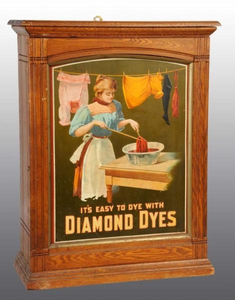 DIAMOND DYES DYE CABINET WITH WASHER WOMAN.       