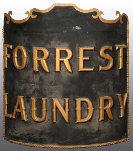 FORREST LAUNDRY CURVED TRADE SIGN.                