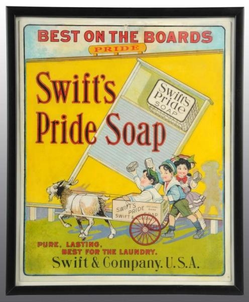 CARDBOARD SWIFTS PRIDE SOAP SIGN.                