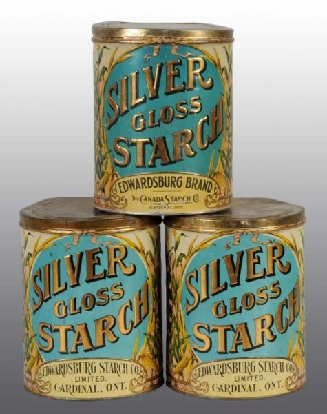 LOT OF 3: SILVER GLOSS STORE DISPLAY TINS.        
