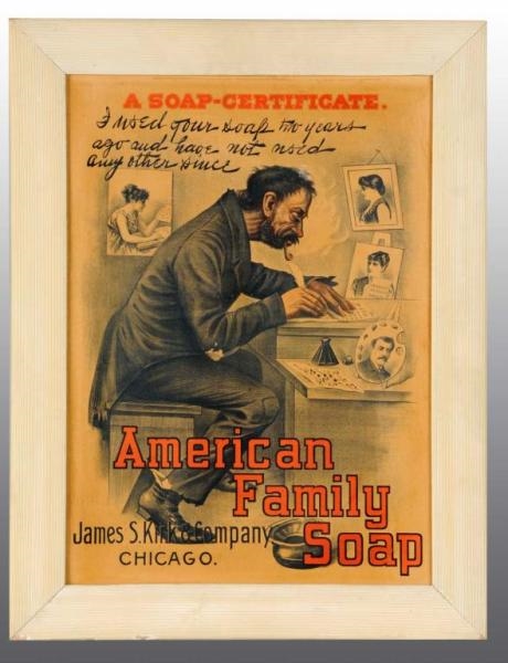 CARDBOARD AMERICAN FAMILY SOAP SIGN.              