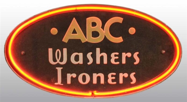 ABC WASHERS AND IRONERS NEON SIGN.                