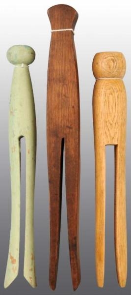 LOT OF 3: LARGE WOODEN CLOTHESPINS.               