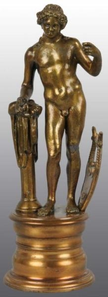 BRASS PLATED NUDE MALE STATUE OF DAVID.           