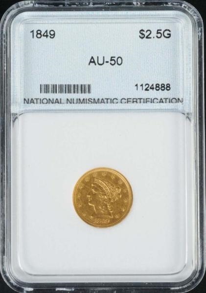 1849 CORONET GOLD EAGLE $2 ½.                     