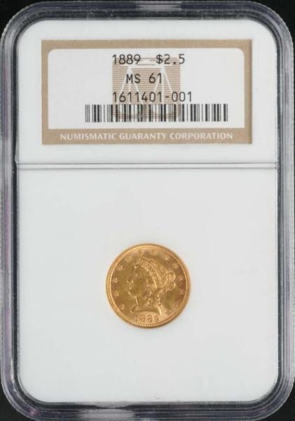 1889 CORONET GOLD EAGLE $2 ½ MS 61.               