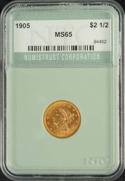 1905 CORONET GOLD EAGLE $2 ½ MS 65.               