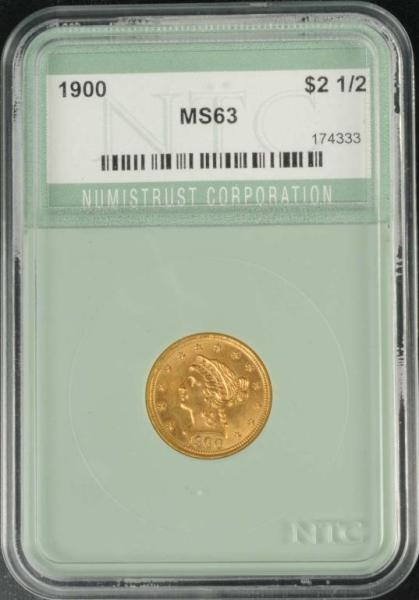 1900 CORONET GOLD EAGLE $2 ½ MS 63.               