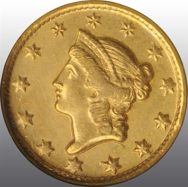 1850-D CORONET GOLD $1 AU 58.                     