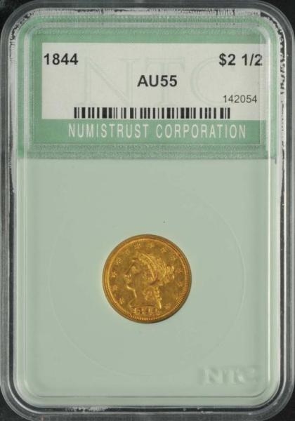 1844-C CORONET GOLD EAGLE $2 ½ XF 45.             