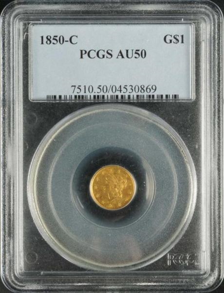 1850-C CORONET GOLD $1 AU 50.                     