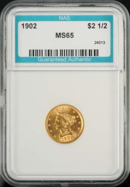 1902 CORONET GOLD EAGLE $2 ½ MS 65.               