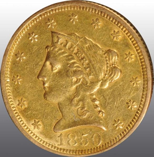 1850 CORONET GOLD EAGLE $2 ½ VF 35.               