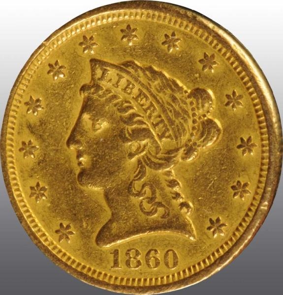 1860 CORONET GOLD EAGLE $2 ½.                     