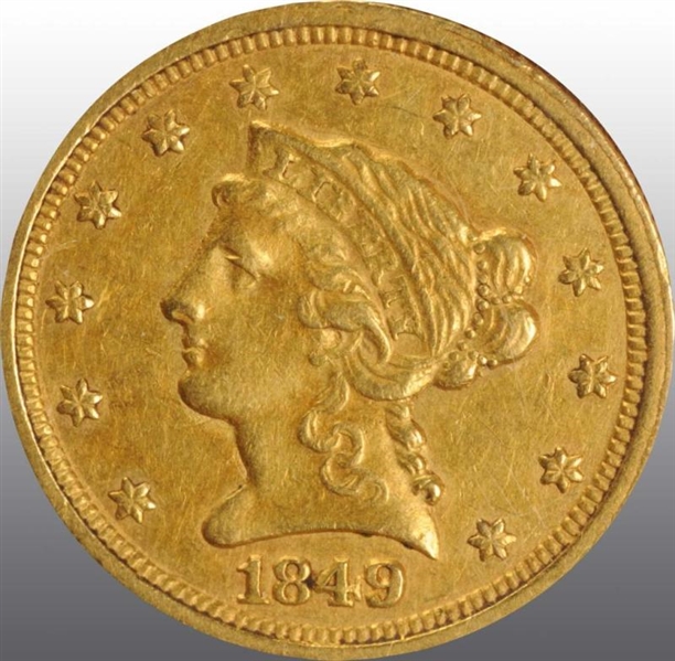 1849-C CORONET GOLD EAGLE $2 ½ XF 40.             