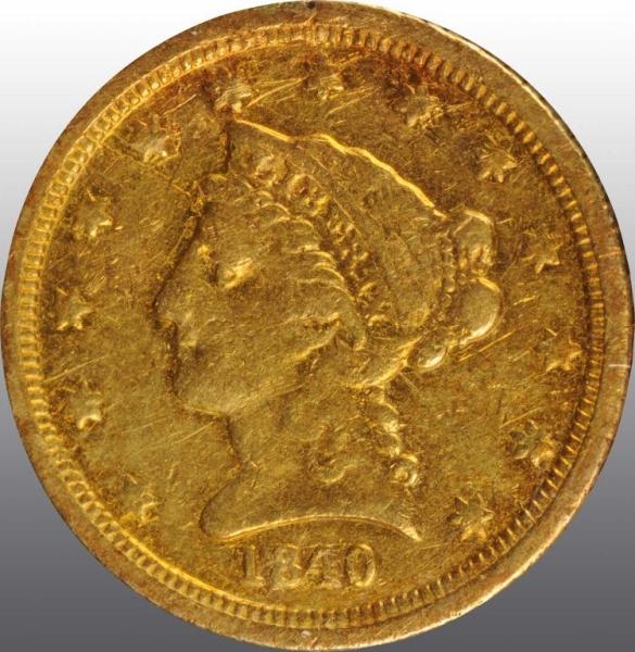 1840-D CORONET GOLD EAGLE $2 ½.                   