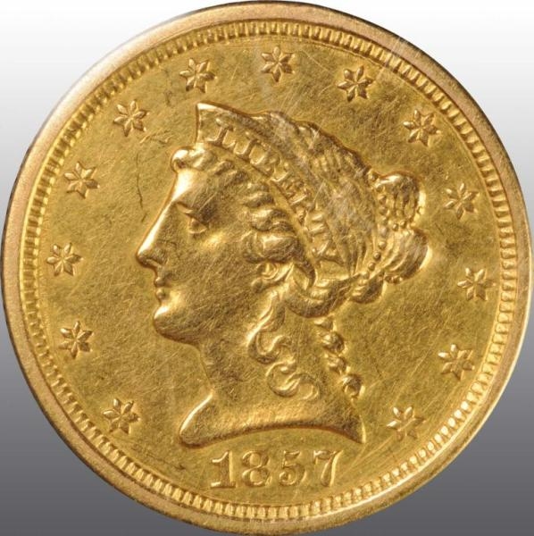 1857-O CORONET GOLD EAGLE $2 ½.                   