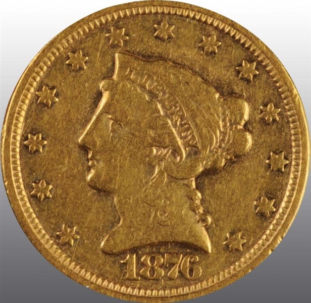 1876 CORONET GOLD EAGLE $2 ½.                     
