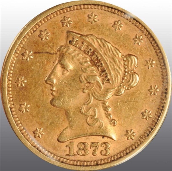 1873 OPEN 3 CORONET GOLD EAGLE $2 ½.              