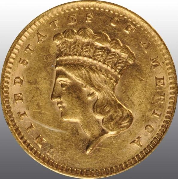 1856 INDIAN GOLD $1 AU 55 UPRIGHT 5.              
