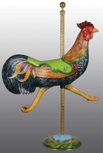 CARVED WOOD CAROUSEL ROOSTER FIGURE.              