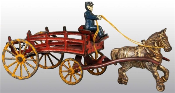 CAST IRON WILKINS HORSE DRAY TOY.                 