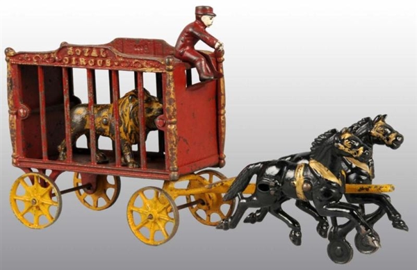 CAST IRON 2-HORSE  ROYAL CIRCUS CAGE WAGON TOY.   