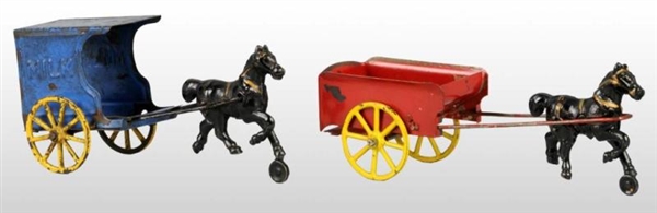 LOT OF 2: CAST IRON & TIN WILKINS HORSE-DRAWN TOYS