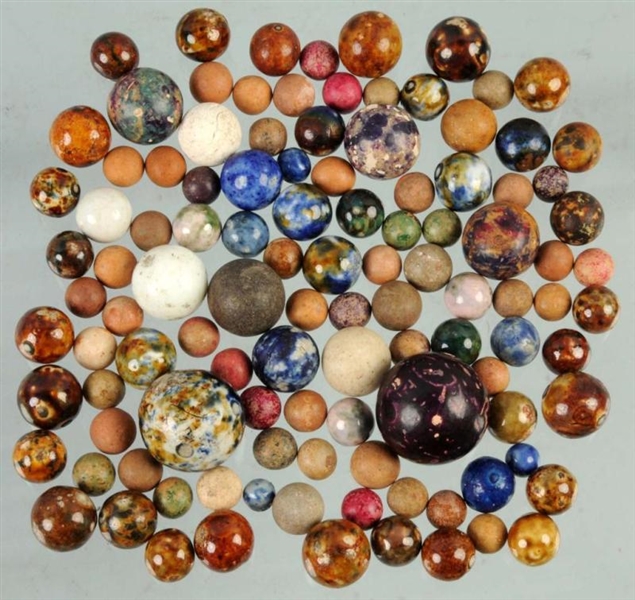 LOT OF 119: MULTI-COLORED MARBLES.                