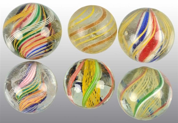 LOT OF 6: HAND-MADE MARBLES.                      