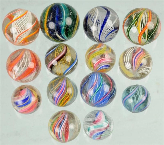 LOT OF 14: HAND-MADE MARBLES.                     