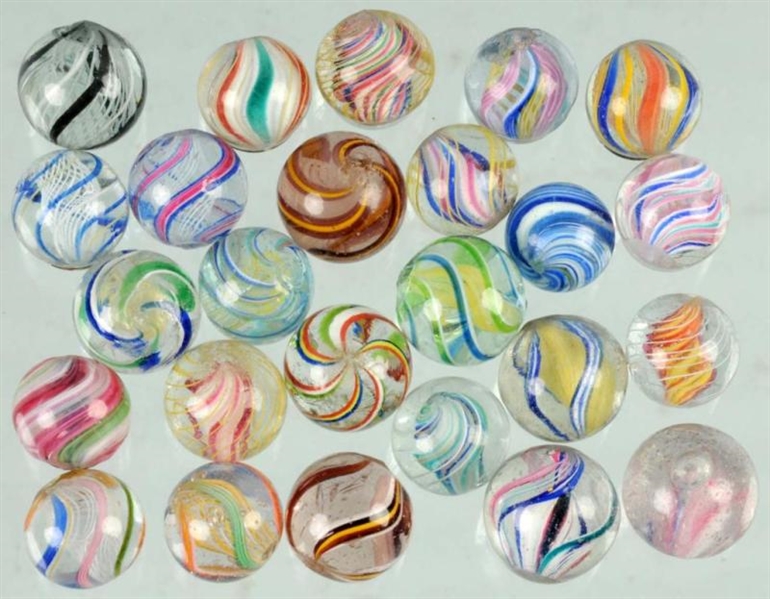 LOT OF 25: HAND-MADE MARBLES.                     