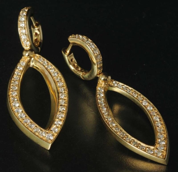 ANTIQUE JEWELRY 14K GOLD DROP EARRINGS.           