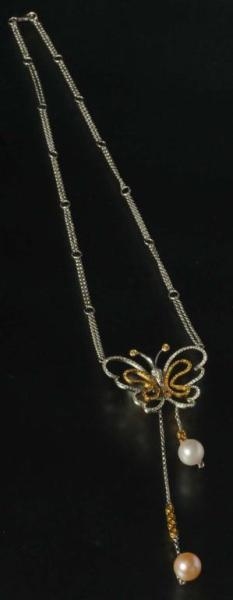 ANTIQUE JEWELRY GOLD BUTTERFLY PENDANT.           