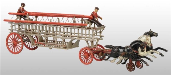 CAST IRON HARRIS LADDER WAGON TOY WITH DENT FRONT 