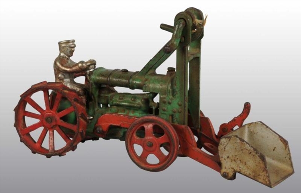 CAST IRON HUBLEY TRACTOR FRONT-END LOADER TOY.    