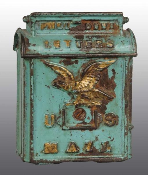 CAST IRON US MAIL WITH EAGLE STILL BANK.          