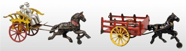 LOT OF 2: CAST IRON WILKINS HORSE-DRAWN TOYS.     