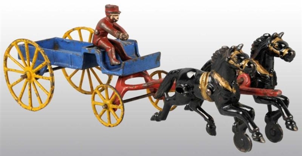 CAST IRON HUBLEY HORSE-DRAWN DELIVERY WAGON.      