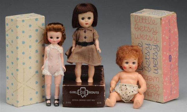 LOT OF 3: DOLLS IN ORIGINAL BOXES.                